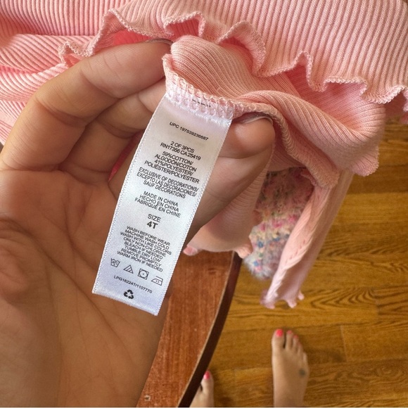 Little Me 4T Pink Ribbed Long Sleeve Ruffle Hem Shirt - Picture 6 of 6